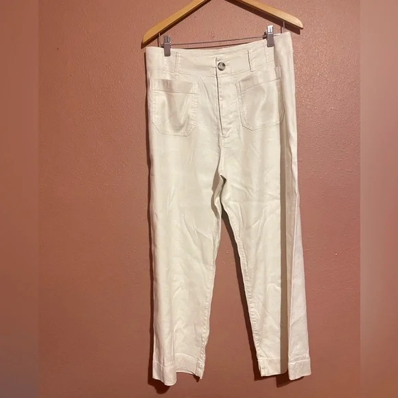 Maeve by Antrophologie The Colette Wide Leg Linen Blend Pant Size 10 - Picture 2 of 4